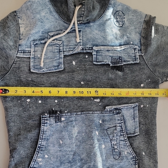 Stylish Blue Denim-Look Hoodie - Picture 10 of 12